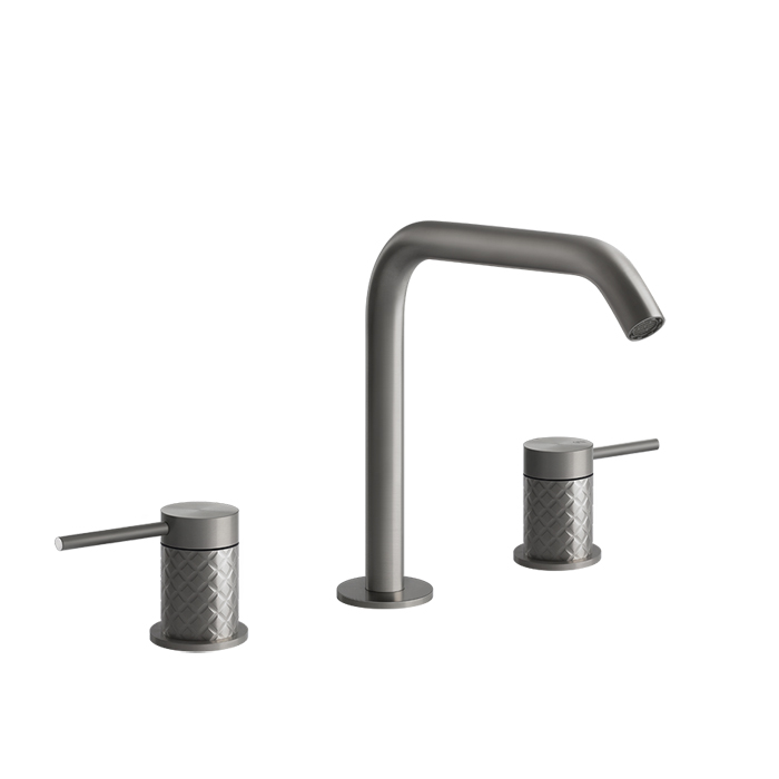 Смеситель для раковины Gessi Intreccio на 3 отверстия, без донного клапана, цвет: шлифованная сталь