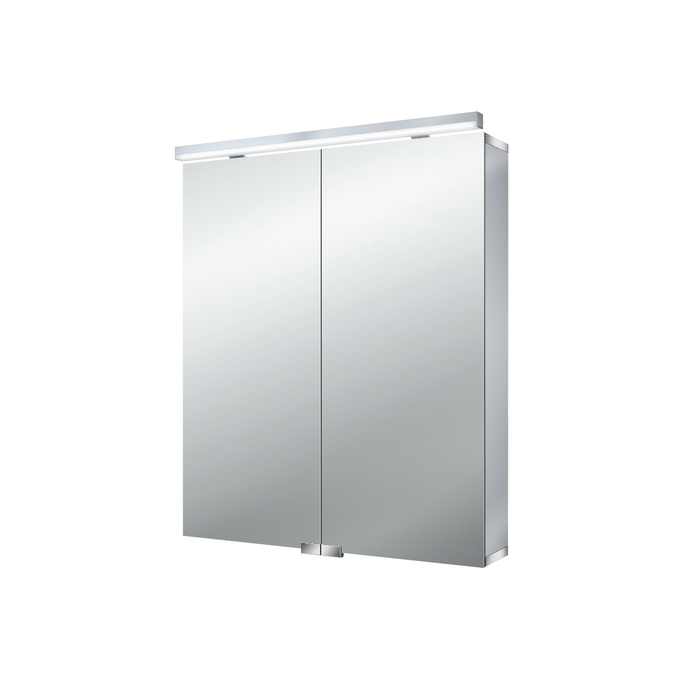 EMCO Flat Зеркальный шкаф 60х72.7см, LED-подсветка, 2 двери, 2 полки, розетка, без нижней подсветки