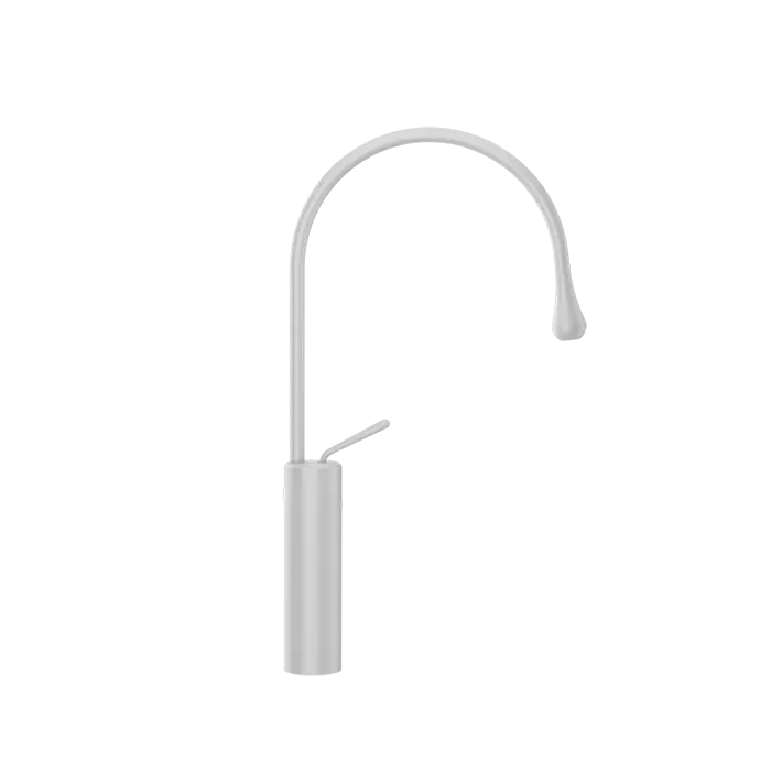 Смеситель для раковины Gessi Goccia на 1 отверстие, высокий, излив 244мм R=125, цвет: белый
