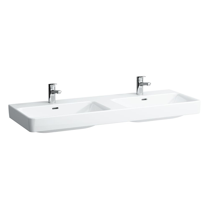Раковина двойная Laufen Pro S 130x46.5см, подвесная, с 1 отв., на каждую раковину, цвет: белый глянцевый