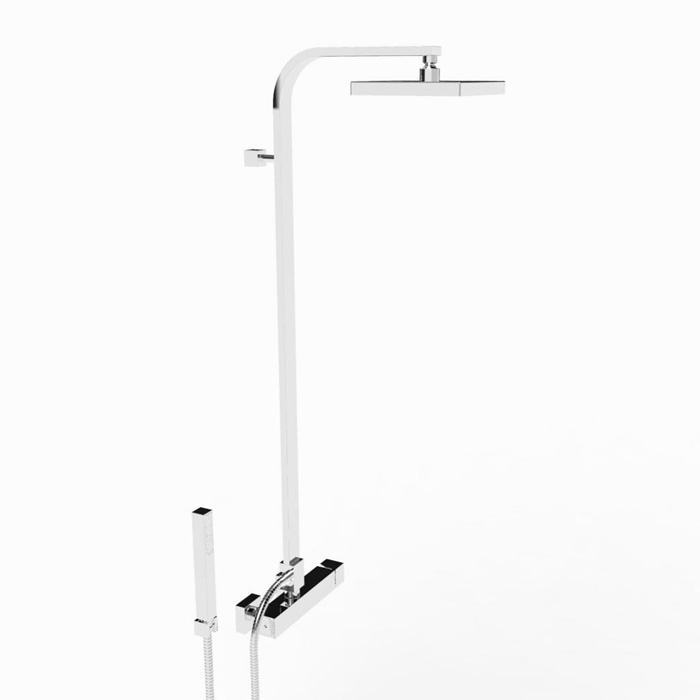 Душевой комплект Stella Bamboo Quadro 3283/420/304-200: смеситель, штанга+ручной+верхний душ 200мм, цвет: хром