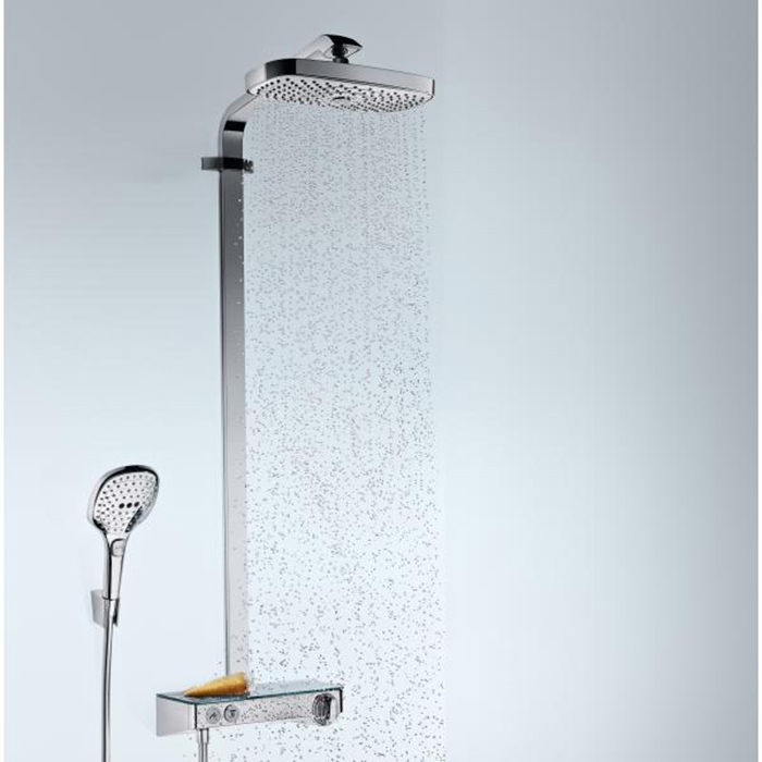 Душевая система Hansgrohe Raindance Select E 300 Showerpipe, с верхним душем 30х19см, ручным дешем, и термостатическим смесителем, цвет: хром