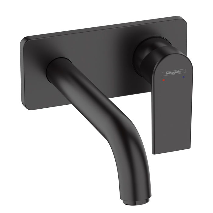 Смеситель для раковины Hansgrohe Vernis Shap, настенный, излив 204 мм, внешняя часть, цвет: матовый черный