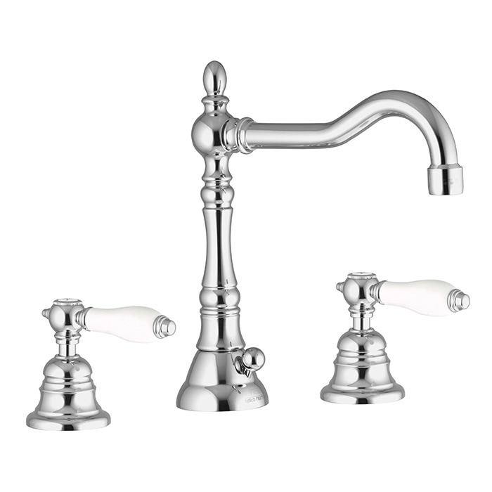 Смеситель Carlo Frattini Herend, на раковину на 3 отверстия с вращающимся изливом, цвет: Хром