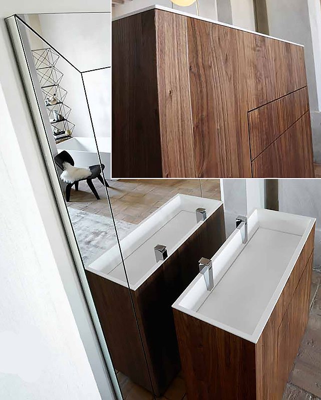 NOORTH milldue edition TOUCH Комплект мебели 100х48х88см, напольный, 3 ящика, слив в стену, раковина Milltek, смеситель H2O, цвет: Abete