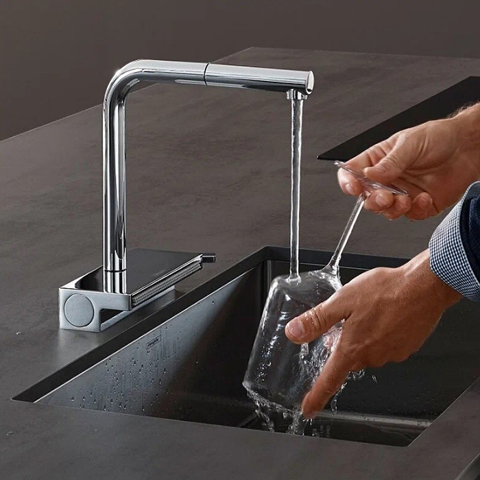 Смеситель для кухни Hansgrohe Aquno Select M81, 1 отв., с вытяжным душем 2jet, цвет: хром