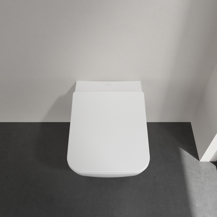 Villeroy&Boch Venticello Унитаз подвесной 37.5х56х33см, безободковый, в комплекте сиденье SlimSeat Line c микролифтом, CeramicPlus, цвет: альпийский белый