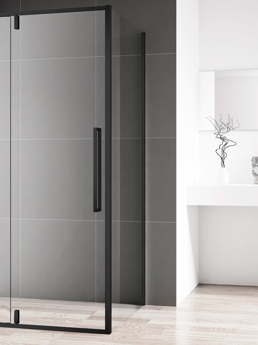 Душевая панель AQUAme, 800х1950 мм, стекло 6 мм, прозрачное, EasyClean, черный матовый — AQM7111-2
