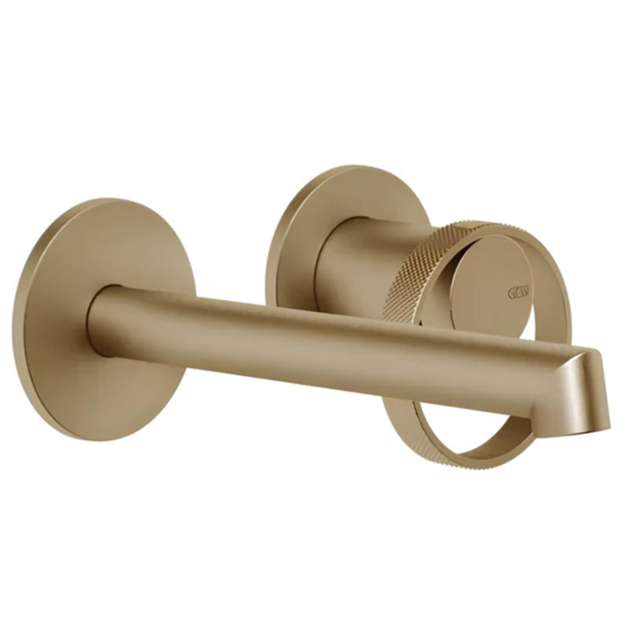 Смеситель для раковины Gessi Anello, настенный, без донного клапана, цвет: Warm bronze brushed pvd