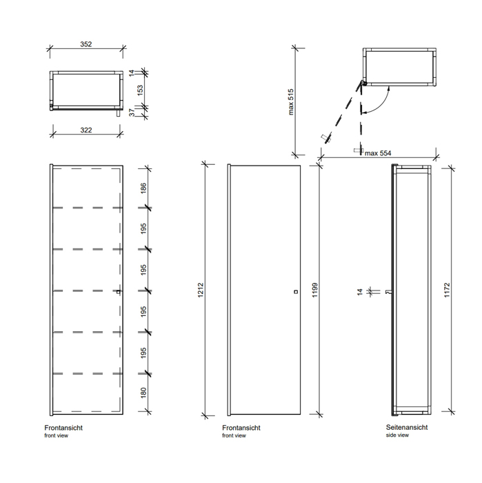 Decor Walther Glas S 4 Шкафчик подвесной 35x19x120см, стекло матовое, цвет: хром