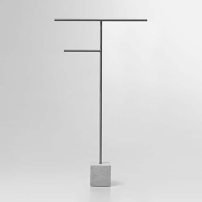 Полотенцедержатель напольный Antonio Lupi Bivio 80см, база из мрамора Carrara satinato, цвет: Satin steel finish