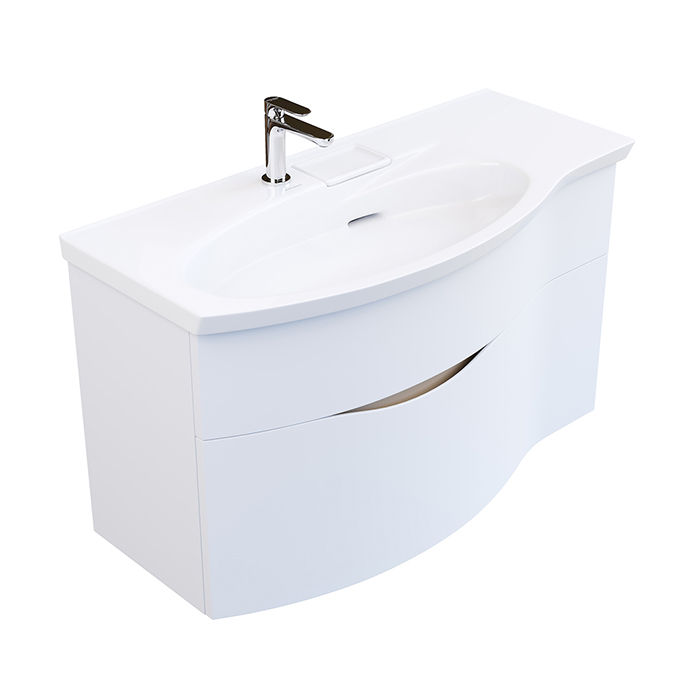 Тумба подвесная Kerama Marazzi Riva 100см, левая, с раковиной, цвет: белый матовый