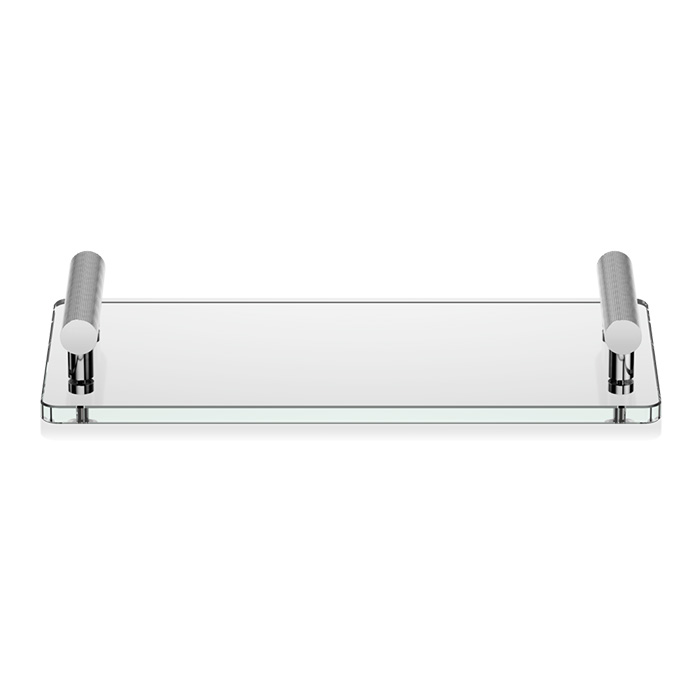 Поднос Decor Walther Club Tab с ручками, стеклянный, настольный, цвет: хром / прозрачное стекло