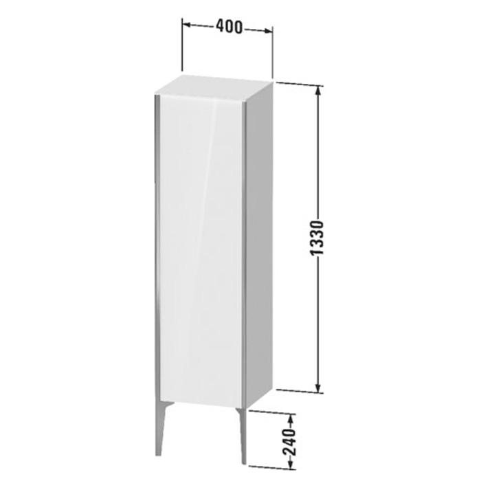 Duravit XViu Шкаф подвесной 40x36x133см, с 1 дверью, 3 стеклянными полками (петли слева), цвет: белый глянцевый/champagne matt