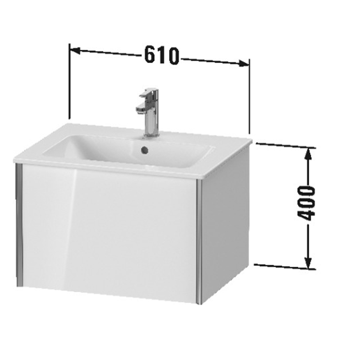 Duravit XViu Тумба подвесная 61x48x40см, с раковиной, 1 ящик, цвет: walnut dark/черный матовый