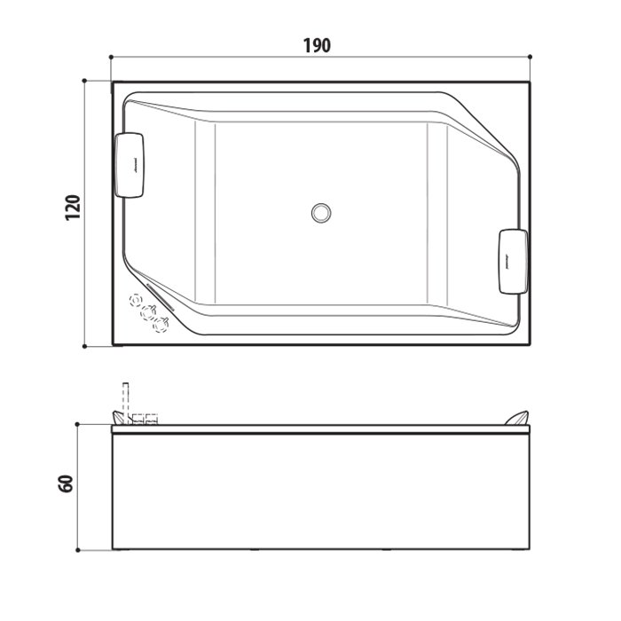 Jacuzzi Onira Ванна встраиваемая 190x120x60см, без отв., в комплекте 2 подушки, цвет: белый глянцевый