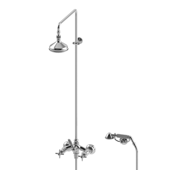 Душевой комплект Stella Italica 3284/33-140: смеситель, штанга+ручной+верхний душ 140мм, цвет: хром