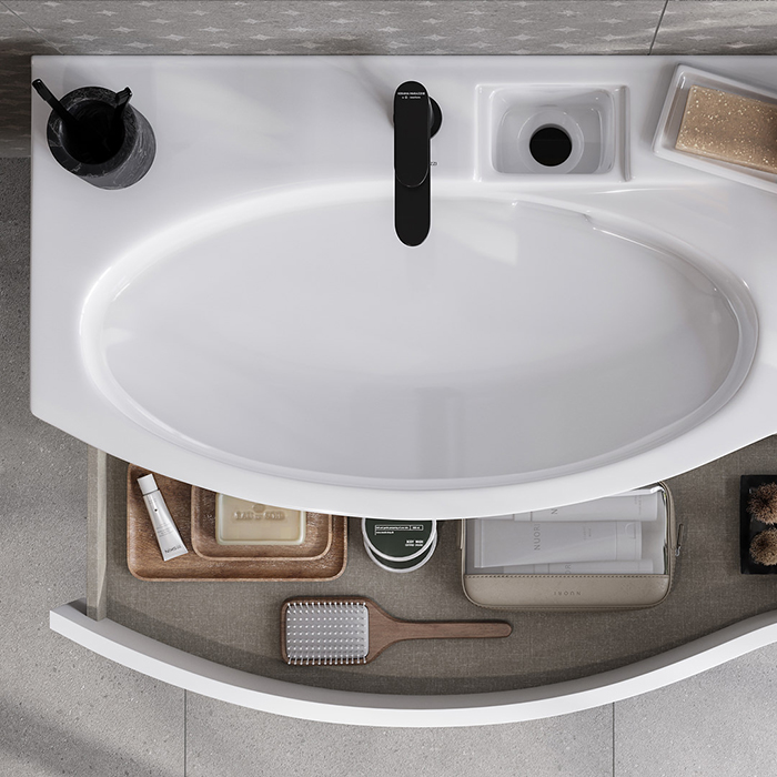 Тумба подвесная Kerama Marazzi Riva 100см, левая, с раковиной, цвет: белый матовый