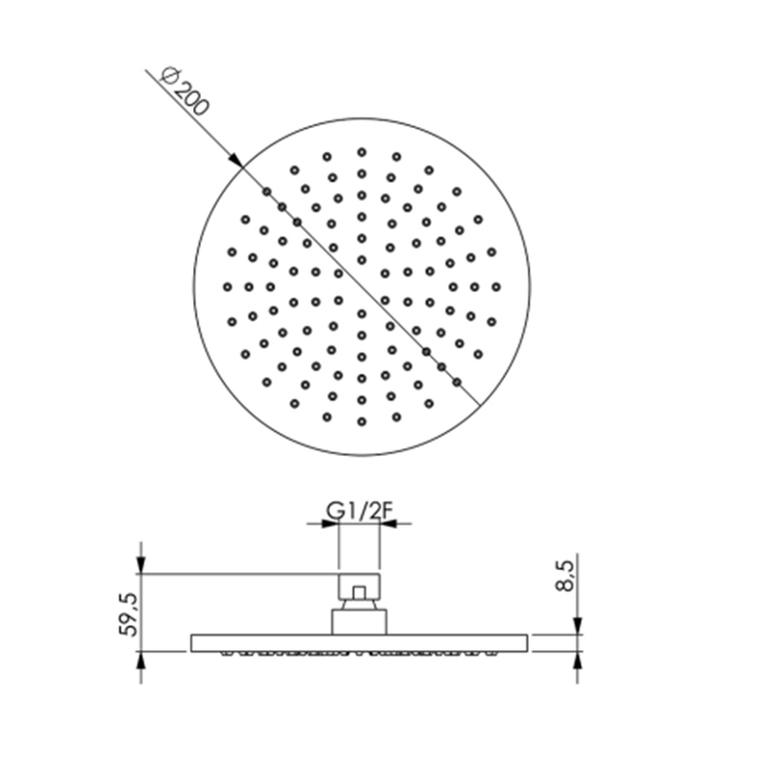 Cisal Shower Верхний душ D:20см., без держателя, цвет: Brushed Nickel