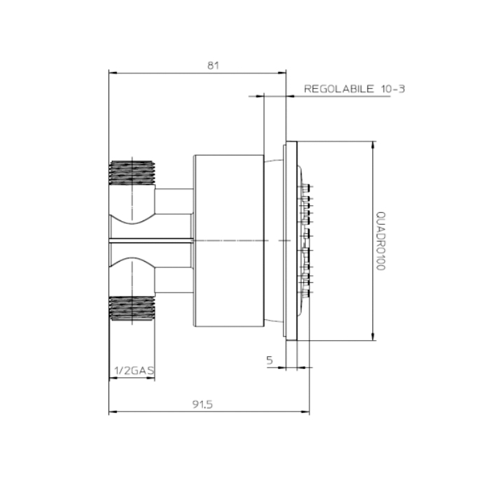 Bossini Cubic Reg Форсунка для душа 10х10см, настенная, поворотная, цвет: хром