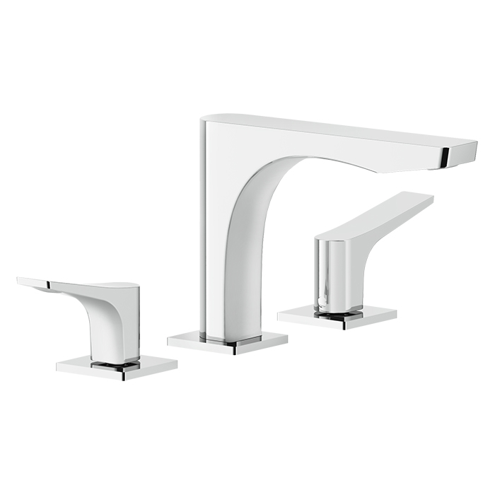 Смеситель для раковины Gessi Rilievo на 3 отв. без донного клапана h=125мм, излив 154мм, цвет: хром