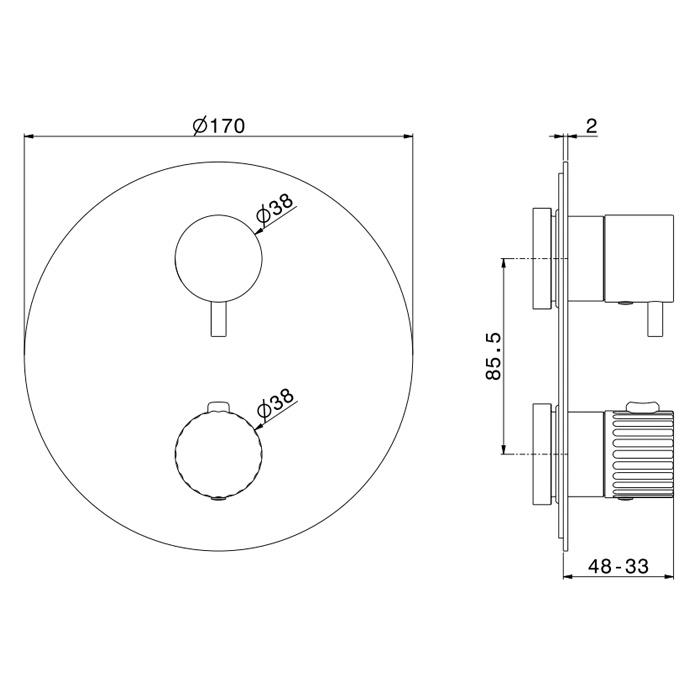 Newform Steel Line Смеситель для душа, встраиваемый, термостатический, цвет: stainless steel