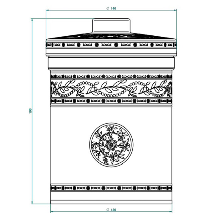 Банка THG MARQUISE NOIR DECOR OR керамическая с крышкой, настольная, декор черный/золото, цвет: белый