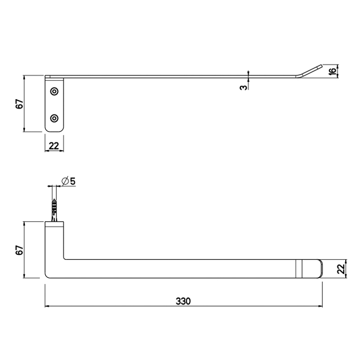 QuadroDesign Полотенцедержатель, цвет: Brushed Stainless Steel