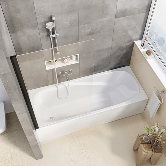 Ravak Pivot Шторка для ванны 80см., транспарент, цвет: черный