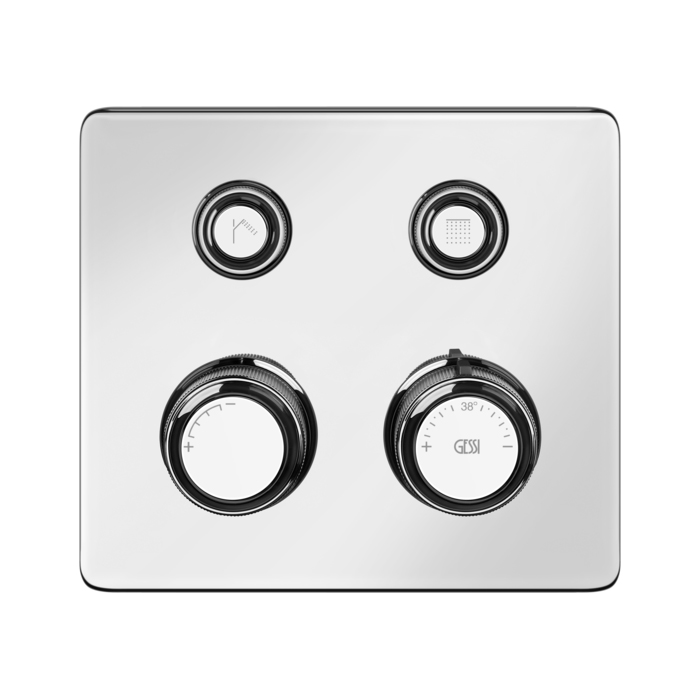 Смеситель для душа настенный встраиваемый Gessi Hi-Fi Eclectic, термостатический, с 2 запорными кнопками, цвет: хром