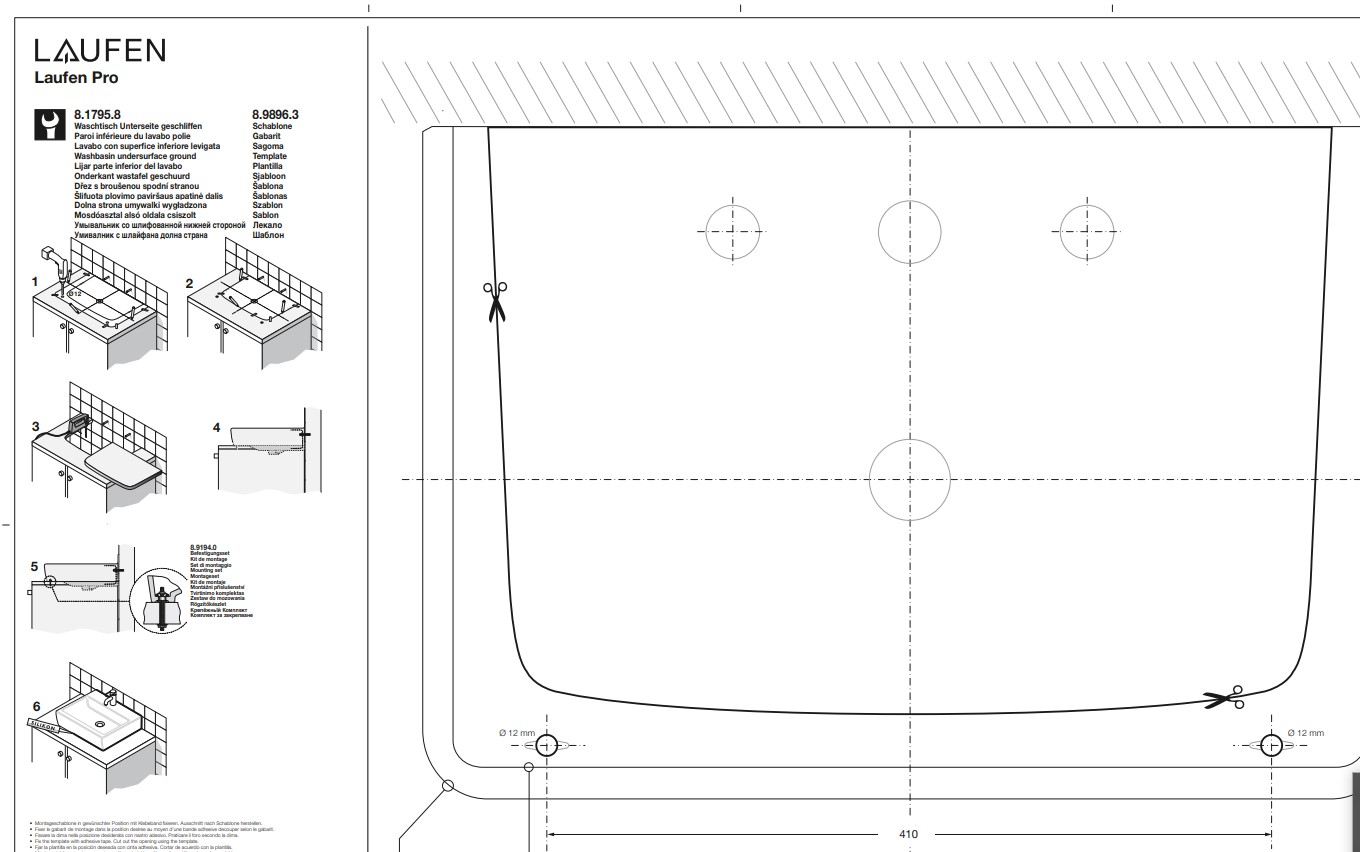 Laufen Pro Раковина накладная пристенная 55x38x9.5см, с 1 отв., цвет: белый