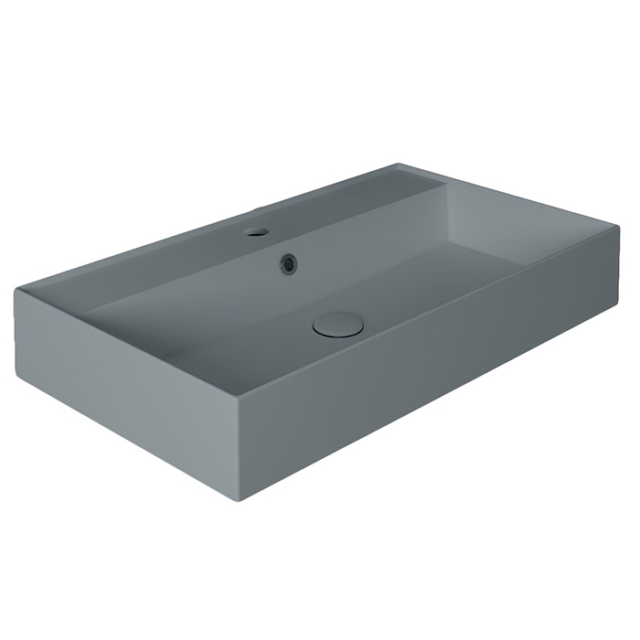 Simas Agile Раковина подвесная/накладная 81х46см, с 1 отв., с переливом, цвет: Cemento matt
