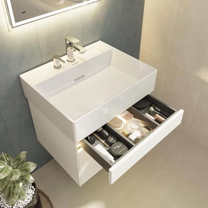 Kerama Marazzi Logica Тумба подвесная 56.4x46x40.3см., 2 ящика, цвет: белоснежный