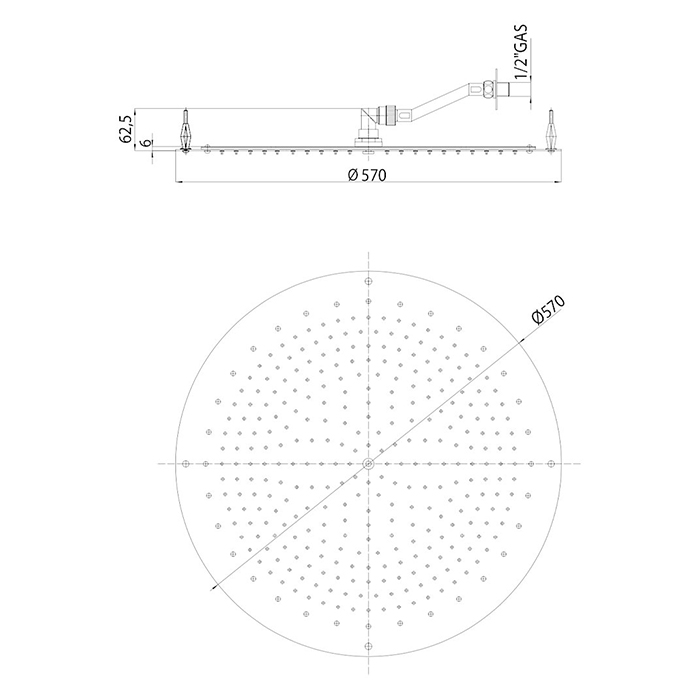 Верхний душ BOSSINI PARIS-OKI Ø 570 мм, FLAT, цвет: хром