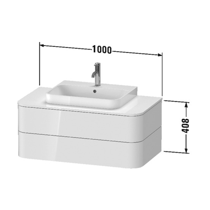 Duravit Happy D.2 Plus Тумба подвесная 100x55х40.8см, с раковиной и 2 ящиками, цвет: белый глянцевый