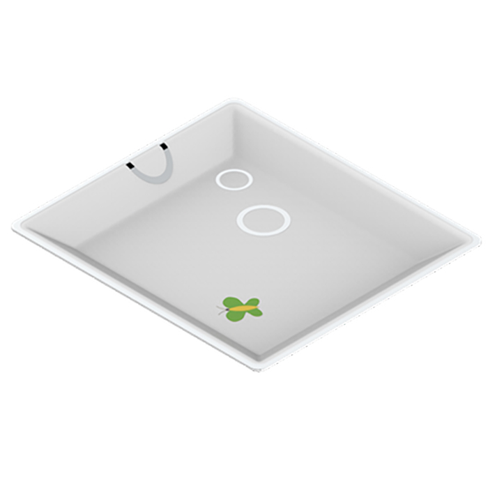 THG CAPUCINE VERT DECOR PLATINE Поднос керамический 171х154 мм, настольный, middle size, декор платина/зеленый, цвет: белый