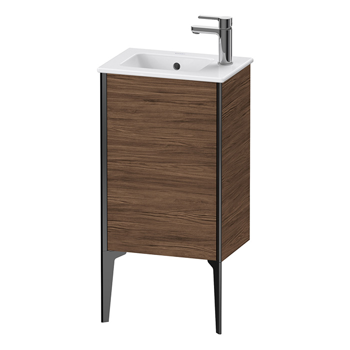 Тумба напольная Duravit XViu, 41x29x59.4см, с раковиной, 1 дверь, (петли слева), цвет: walnut dark/черный матовый