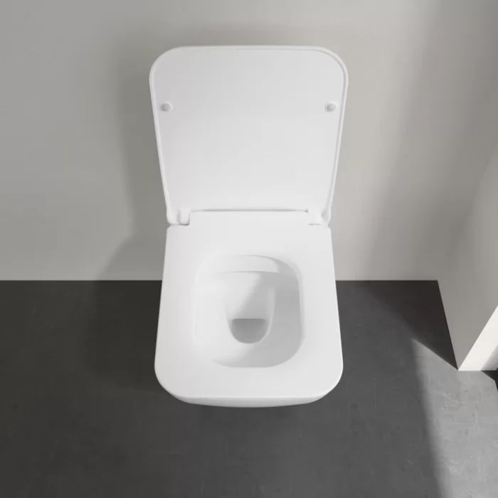 Villeroy&Boch Venticello Унитаз 37.5х56х33см, подвесной, безободковый, в комплекте сиденье SlimSeat c микролифтом, CeramicPlus, цвет: альпийский белый