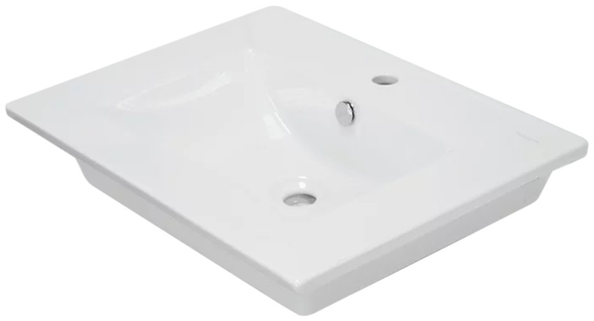 Раковина Aqwella 27181 Sanita Luxe Quadro 60 мебельная 610х471х164(20) мм, с отв. под смес., с отв. перел — WB.FN/Quadro/60-C/WHT.G/S