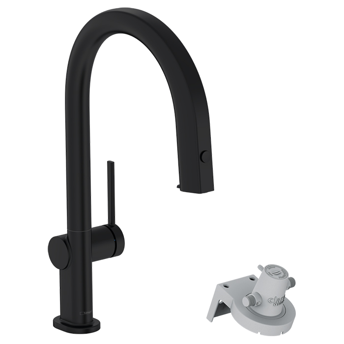 Смеситель для кухни Hansgrohe Aqittura, на 1 отв., с выдвижным изливом, цвет: черный матовый
