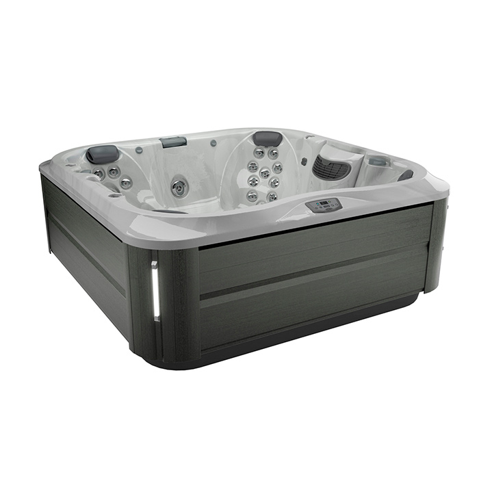 Jacuzzi J375 Минибассейн 231х231х97см, уф+озон, теплоизоляция, подсветка, Bluewave, 3кВТ, цвет Platinum, внешняя панель Smoked Ebony
