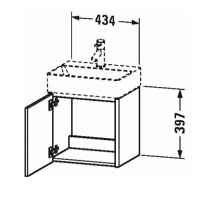 Тумба подвесная Duravit XSquare 43.4х34х39.7см, с раковиной, 1 дверца левая, цвет: белый глянцевый
