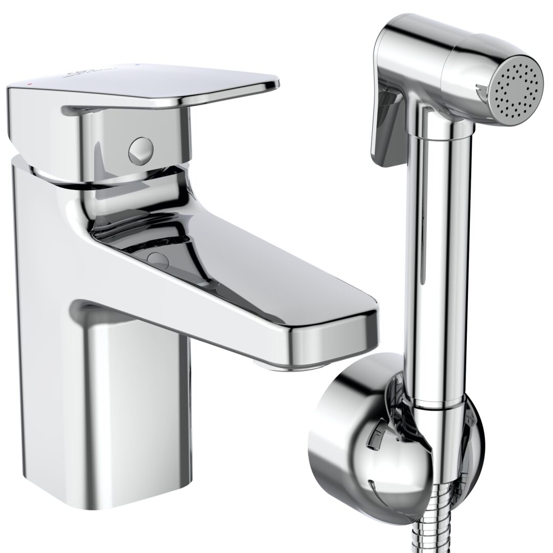 Смеситель для раковины Ideal Standard Ceraplan, 73 мм, с гигиеническим душем, гладкий, FirmaFlow, HWTC — BD231AA