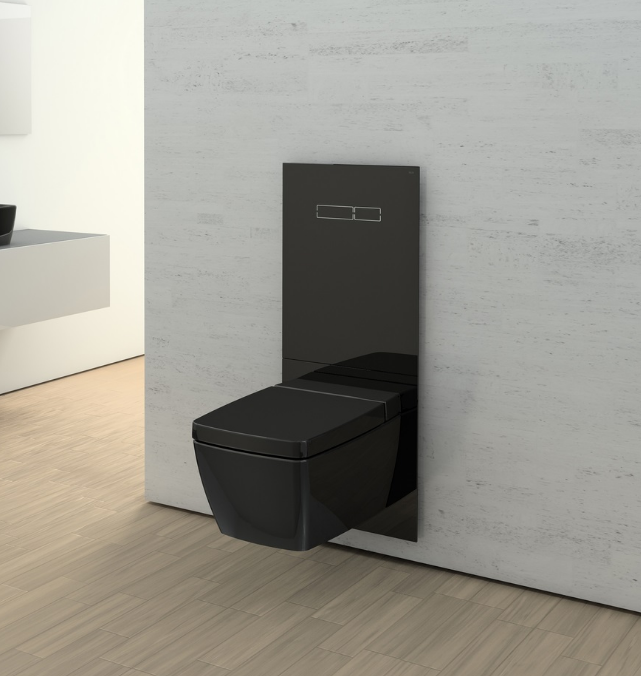 TECELux для установки унитаза -биде (Geberit Aquaclean Sela)) с верхней панелью из черного стекла с механическим блоком управления стекло черное, клавиши хром