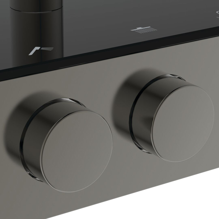 Ideal Standard Solos Душевая система с термостатическим смесителем, держатель для лейки, 3-функциональный (Rain, Silkrain, SecondSkin) круглый пластиковый верхний душ 30см, ручной душ 3-х фукциональный, шланг 175см, цвет: PVD Magnetic Grey