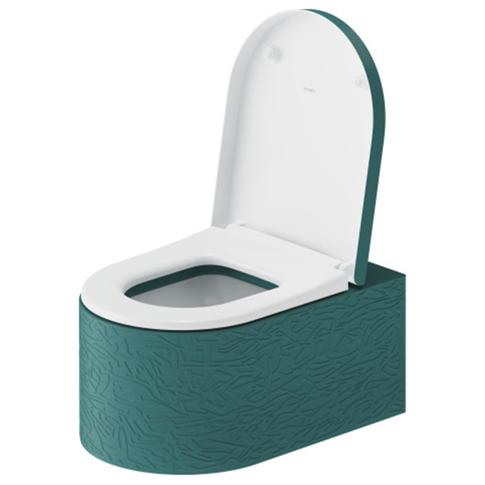 Duravit Millio Унитаз подвесной, 37х57см, декор "Pattern", крепление в компл., цвет: аквамарин матовый