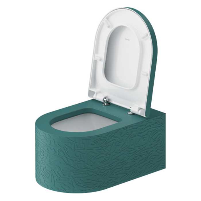 Duravit Millio Унитаз подвесной, 37х57см, декор "Pattern", крепление в компл., цвет: аквамарин матовый