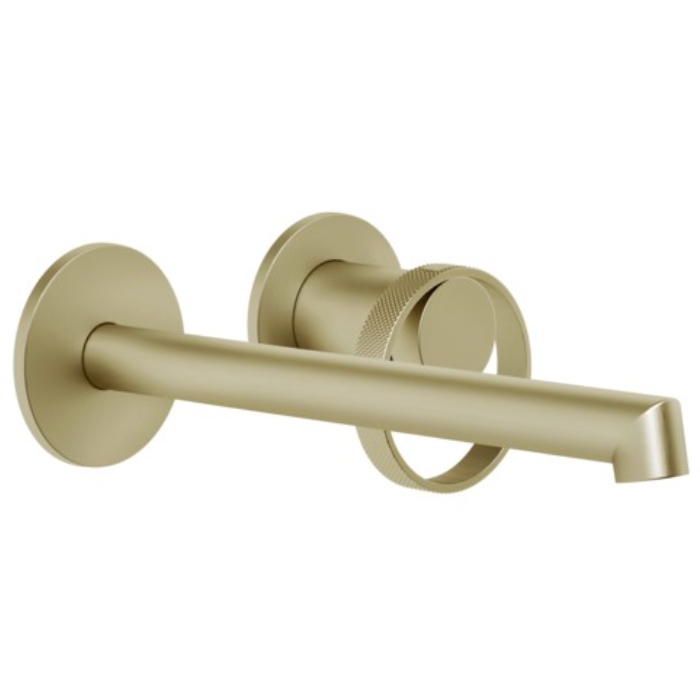 Смеситель для раковины Gessi Anello, настенный, без донного клапана, цвет: Brushed Brass PVD