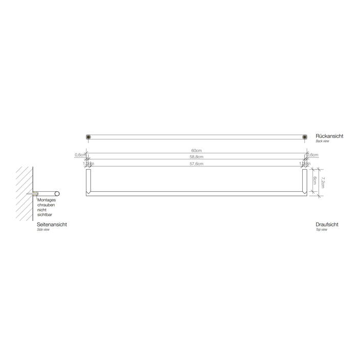 Decor Walther Mikado HTE60 Полотенцедержатель 60см, подвесной, цвет: сталь матовая