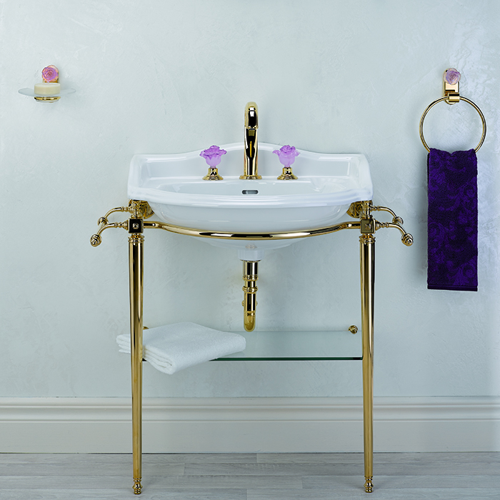 Смеситель для раковины THG Rose, 3 отв., цвет: золото